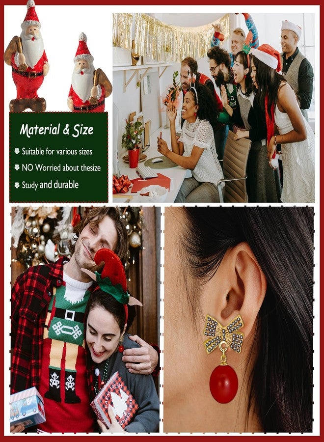 Nylry Bow Earrings for Women Trendy Red Earrings for Women Rhinestone Bowknot Pearl Earrings Dangle Winter Christmas Bow Stud Earrings Holiday Jewelry Cute Stuff Valentines Gifts for Women-Red - Image 3